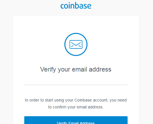 تأكيد Coinbase البريد الإلكتروني