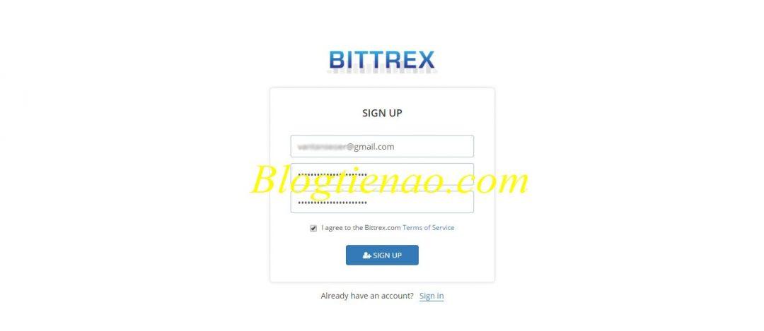 قم بتسجيل حساب على Bittrex