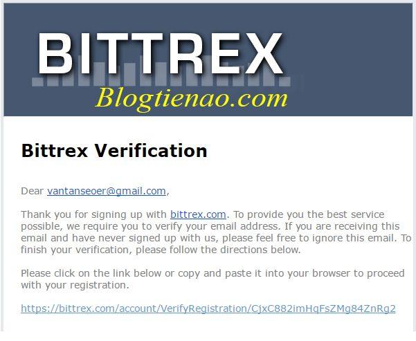 Potvrďte e-mail pro registraci Bittrexu