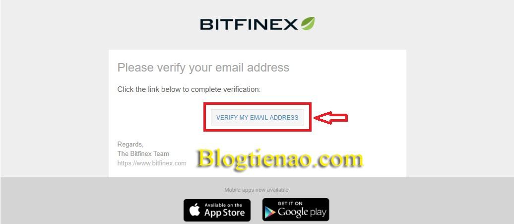 تأكيد تسجيل البريد الإلكتروني Bitfinex