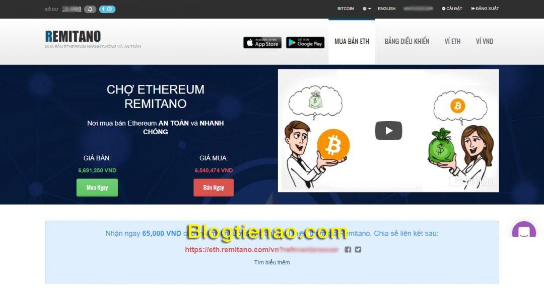 Remitano mua và bán Ethereum