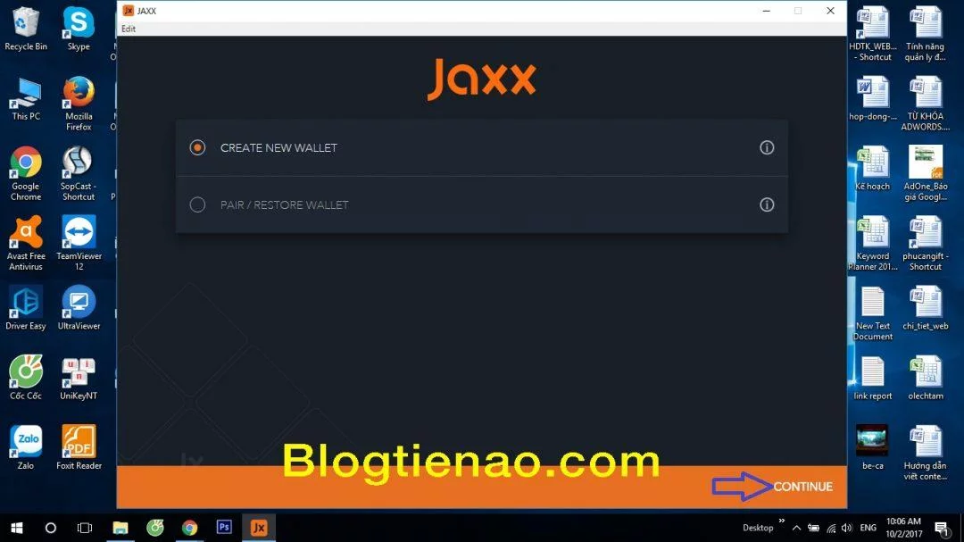 Tạo ví Jaxx trên máy tính