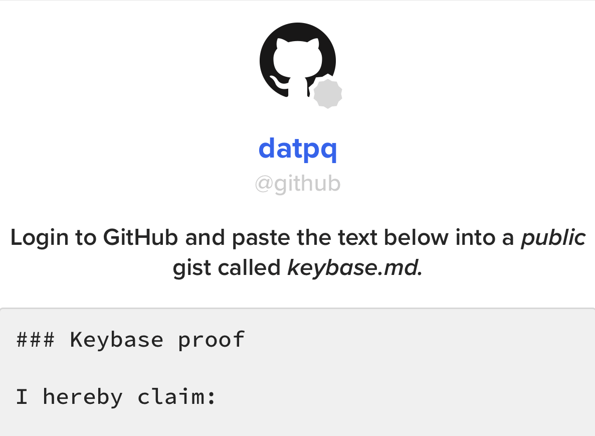 Kopieren Sie den Keybase-Proof