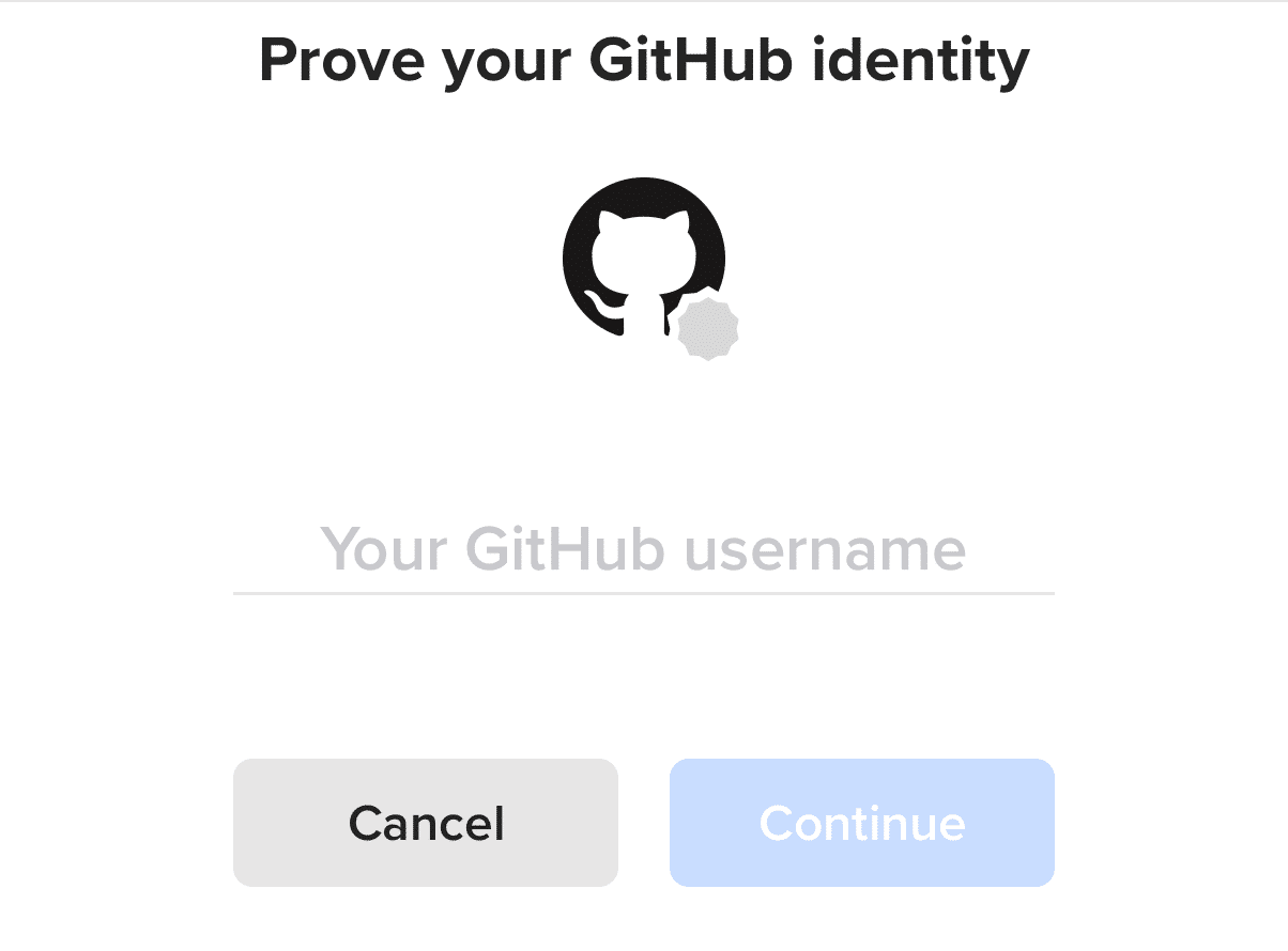 Zadejte název účtu Github