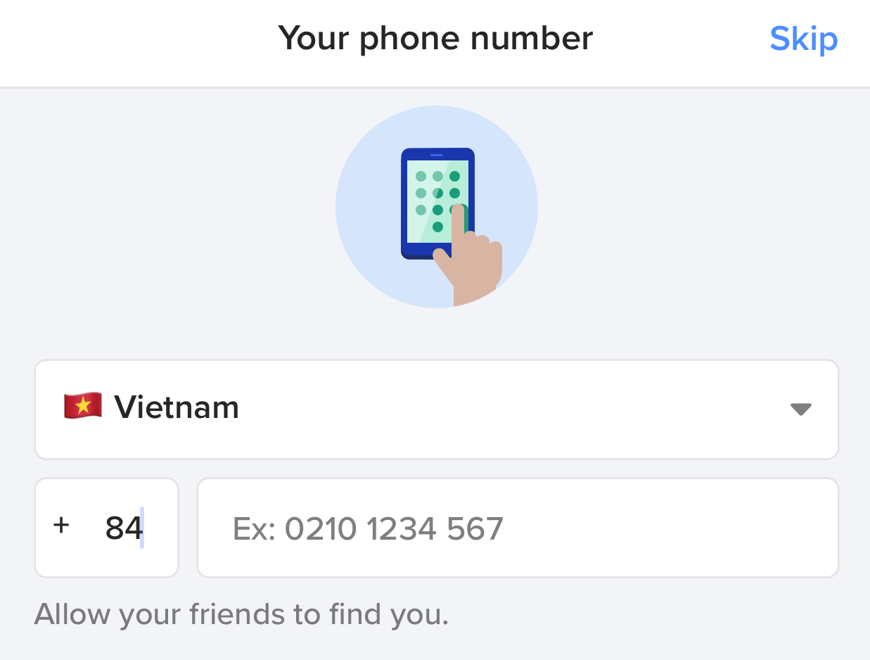 Enter phone number
