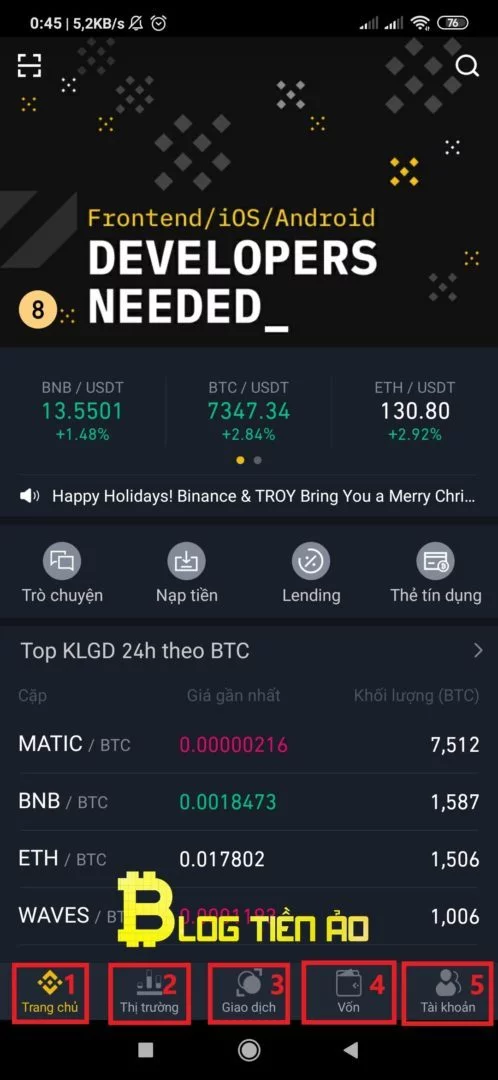 Binance App Android Interface