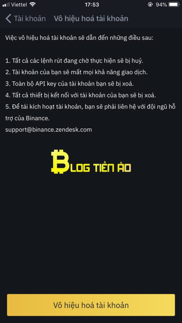 Magpatuloy upang hindi paganahin ang Binance App IOS