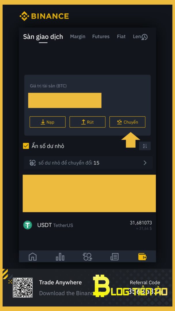 Transfer coins to fiat wallet