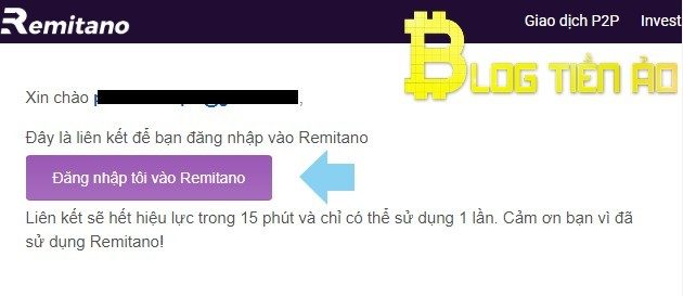Konten email yang mengonfirmasi login ke lantai Remitano