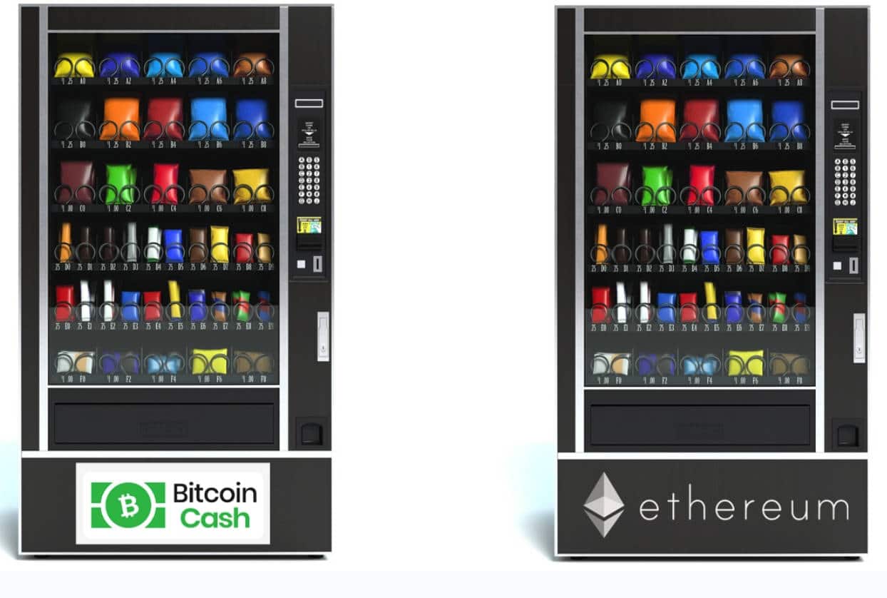 Některé prodejní automaty v Hongkongu podporují platby BCH a ETH