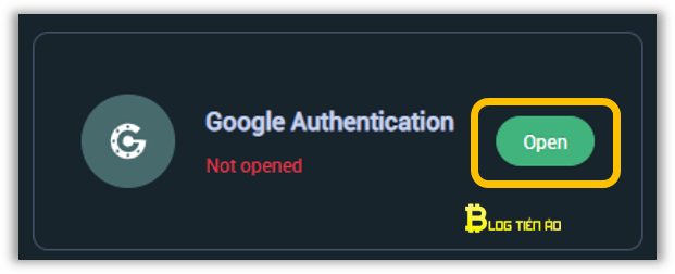chọn open trong google authenticator mxc