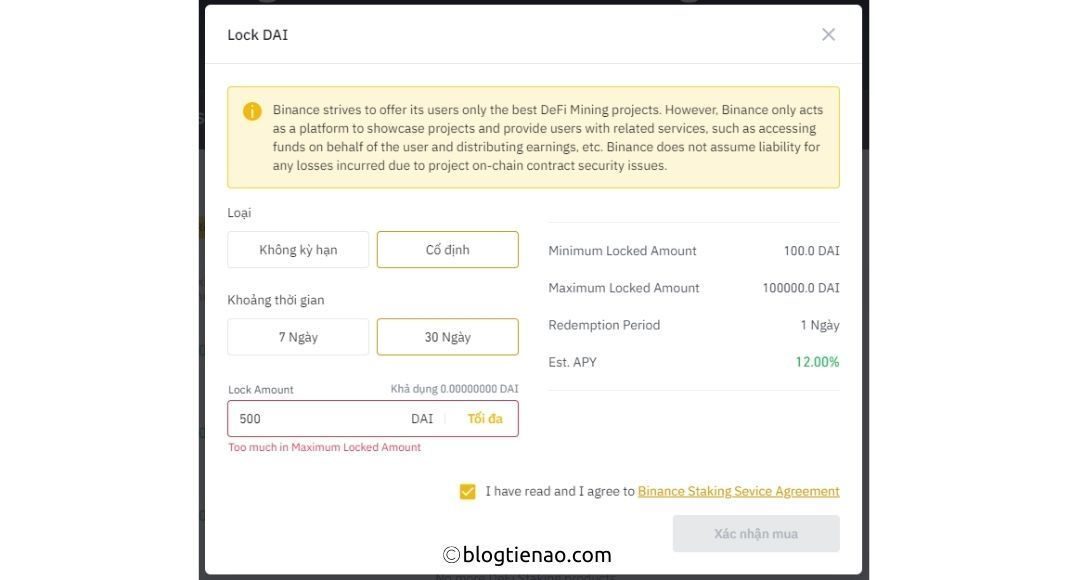 Xác nhận staking tren Binance