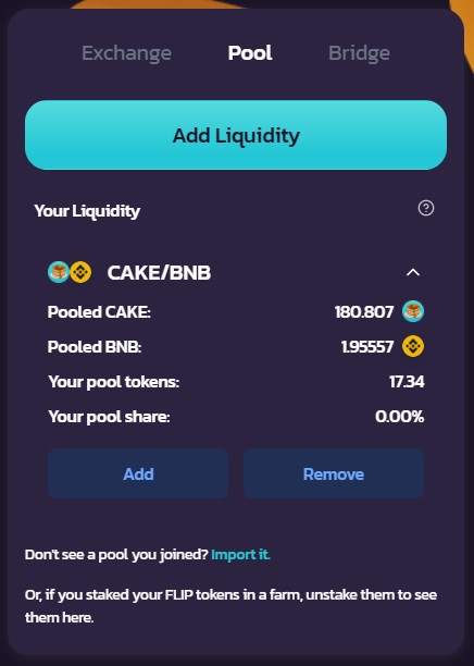 Odstraňte likviditu CAKE BNB