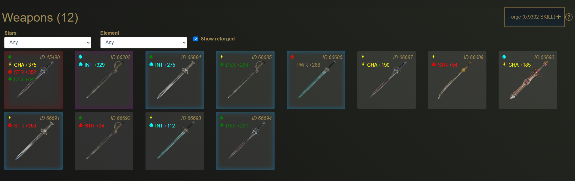 skill weapons