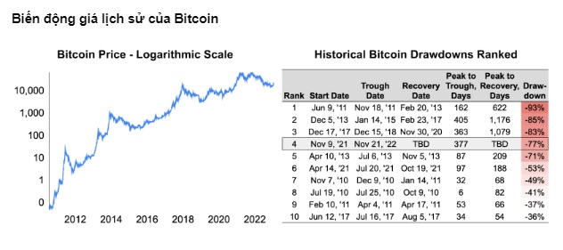 biến động giá lịch sử của bitcoin