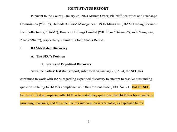 SEC tuyên bố Binance.US đã không cung cấp đủ thông tin cho cuộc điều tra của cơ quan quản lý. Nguồn: CourtListener