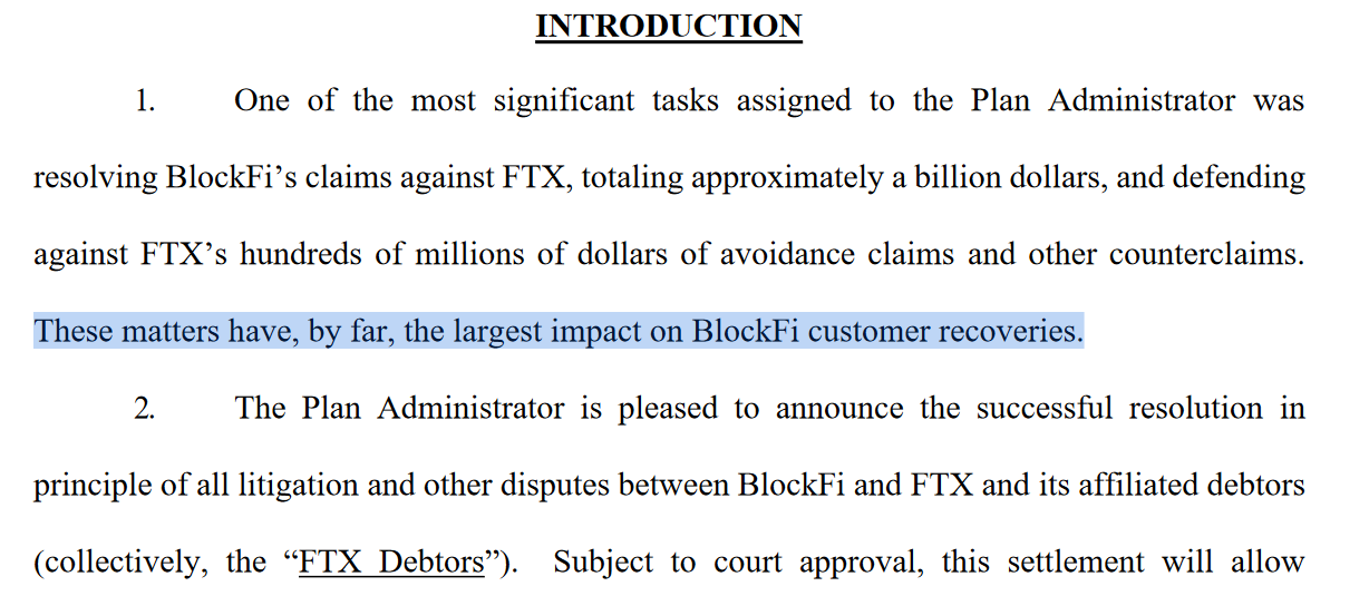 Trích xuất từ ​​quản trị viên phá sản của BlockFi vào tháng 3. 6. Nguồn: Courtlistener