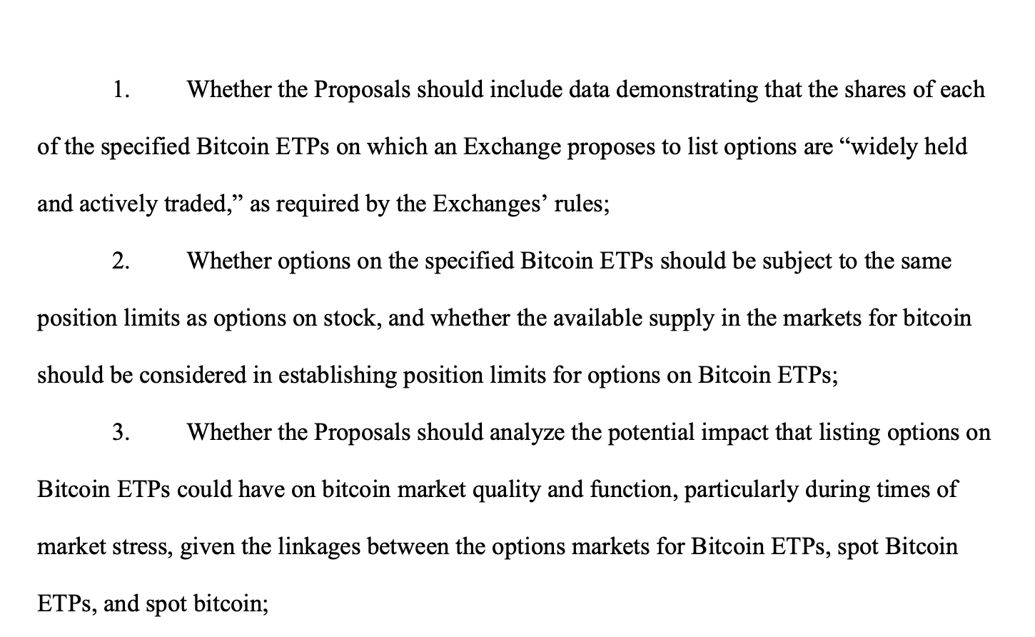 SEC yêu cầu phản hồi công khai về giao dịch quyền chọn Bitcoin. Nguồn: SEC