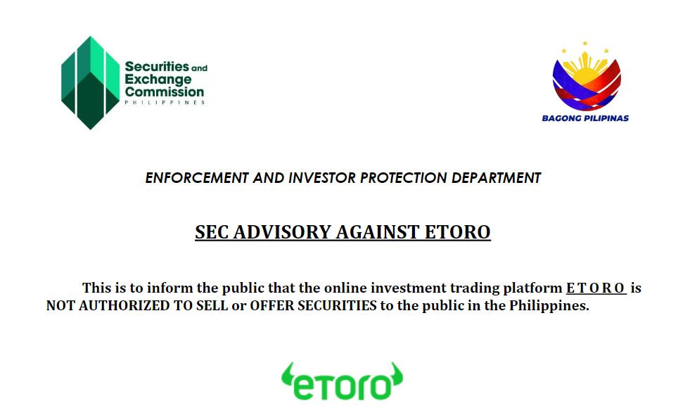 Ảnh chụp màn hình từ tư vấn của SEC. Nguồn: SEC Philippines