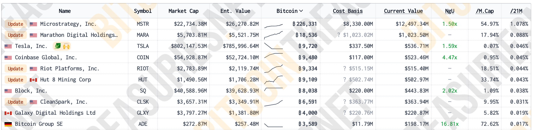 Nguồn: BitcoinTreasuries.net