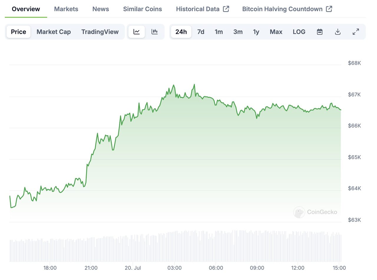 biểu đồ giá BTC 24 giờ qua