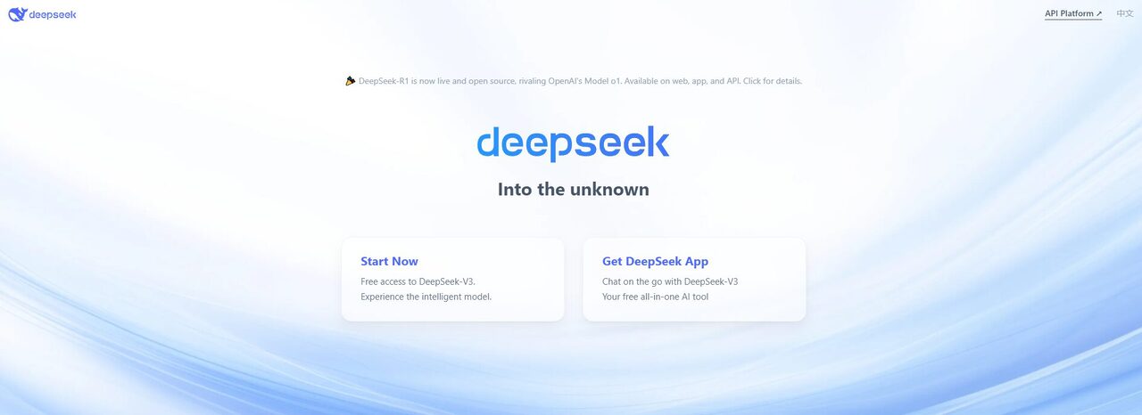 Trang chủ của DeepSeek